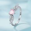 Salma  Elegante zirconia en Forma De Corazón rosa con alas  en Plata Esterlina .925