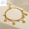 Elodia pulsera de  dos cadenas con cute flowers